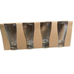Made by Retail Beer Tasting Glasses Set of 4 Clear Glass Mini Pilsner New